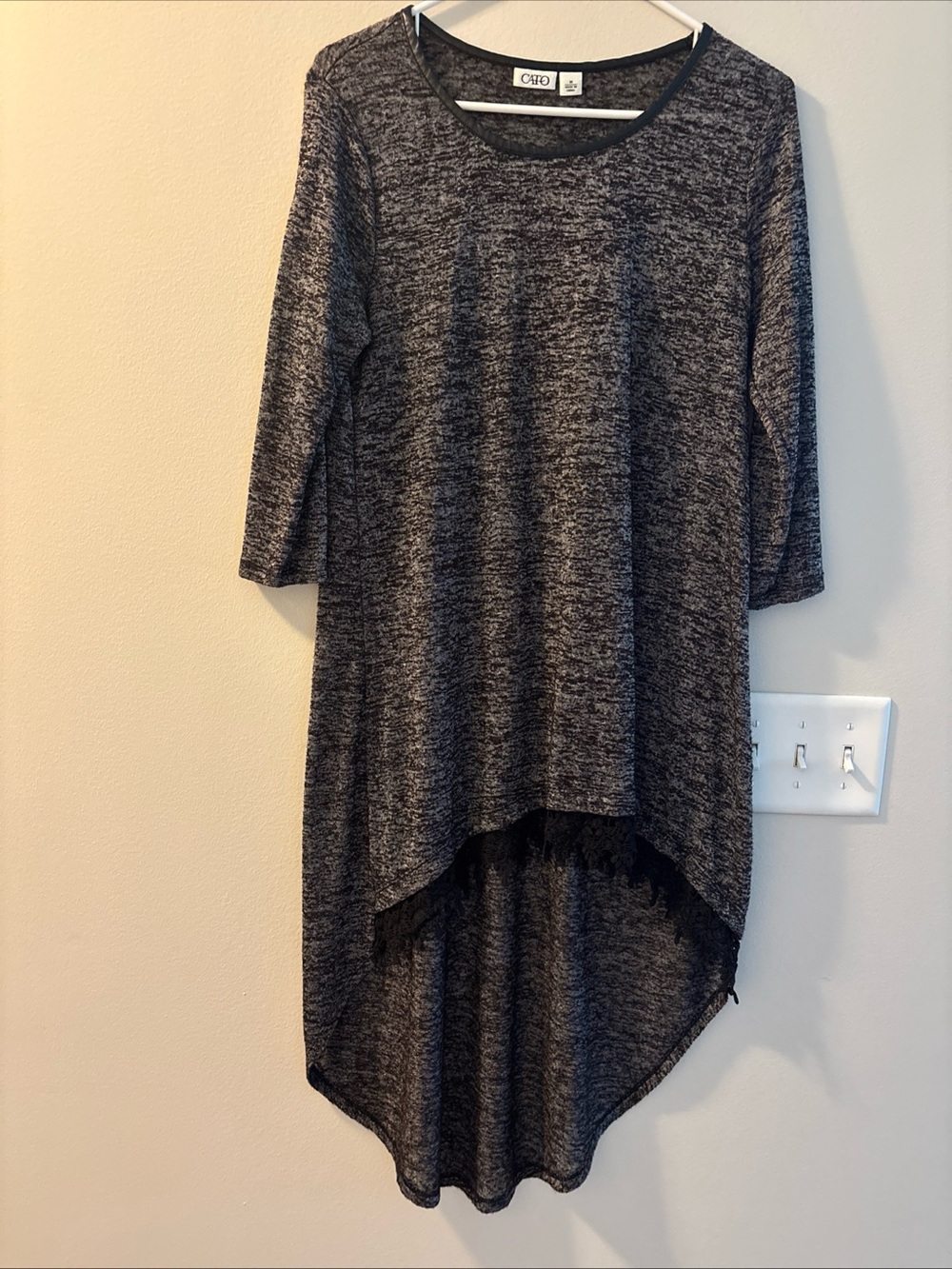 Cato Charcoal Marled Hi‑Low Tunic Top